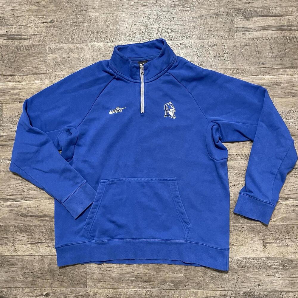 Duke Blue Devils Nike Vault Fleece Quarter Zip Pullover Sweatshirt Retro Men's L